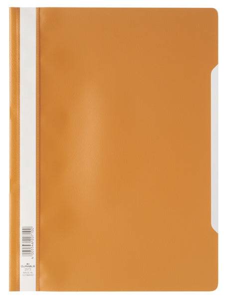Durable Schnellhefter für A4, Polypropylen (PP), Orange/Transparent – Transparenter Vorderdeckel – 50 Stk