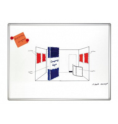 Franken Whiteboard – 90 × 60 cm, Emaille, magnetisch, Aluminiumrahmen, Wandmontage