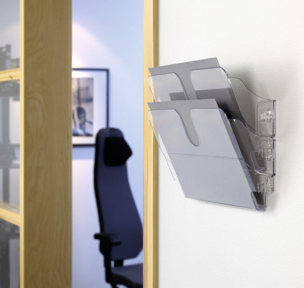 Durable Wandprospekthalter FLEXIPLUS 2 – für A4 – 2 Fächer – erweiterbar – transparent
