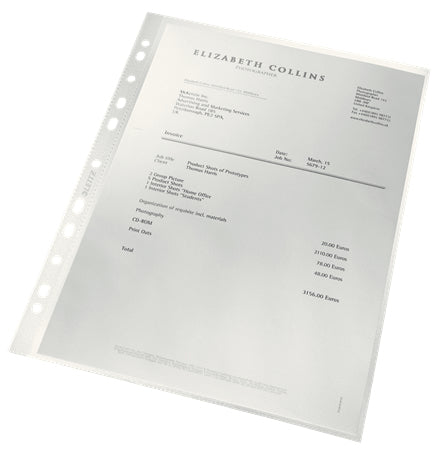 Leitz Sichtmappe A4 – 100 Hüllen, transparent, Kunststoff, 100 µm