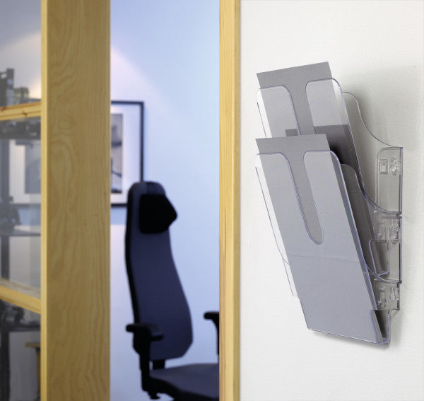 Durable Wandprospekthalter FLEXIPLUS – für A4 – 2 Fächer – Hochformat – transparent