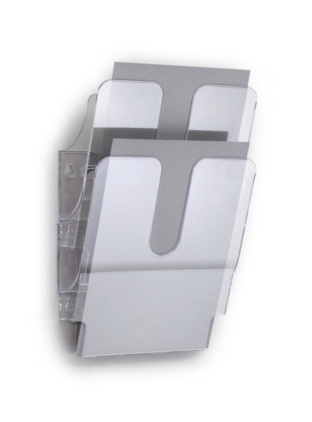 Durable Wandprospekthalter FLEXIPLUS – für A4 – 2 Fächer – Hochformat – transparent