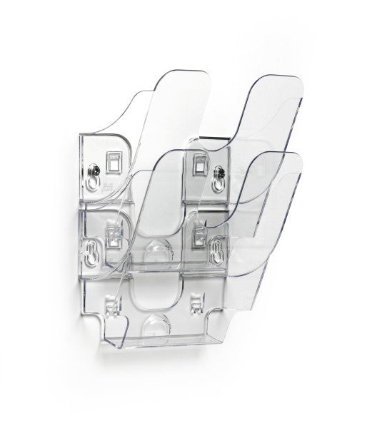 Durable Wandprospekthalter – für A5 Hochformat, 2 Fächer, Fachtiefe 23 mm, transparent, B 180 × H 250 × T 105 mm