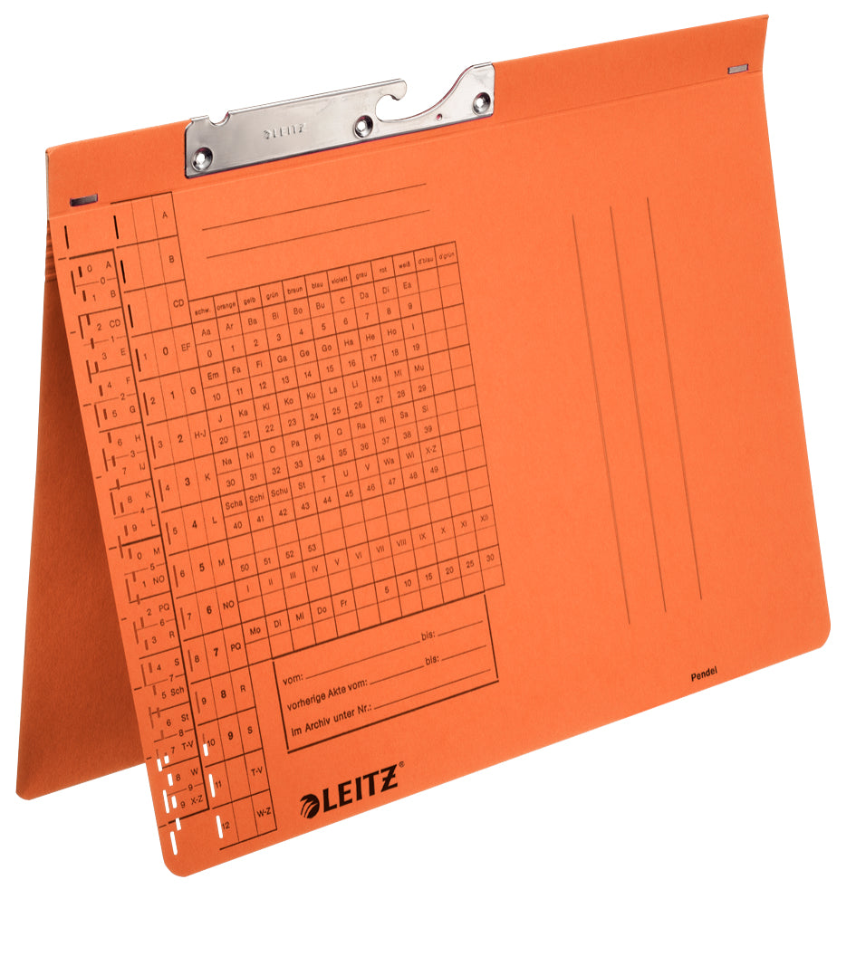 Leitz Hängeordner 20940045 – für A4, orange, Karton, 50 Stk., mit Kopplungssystem