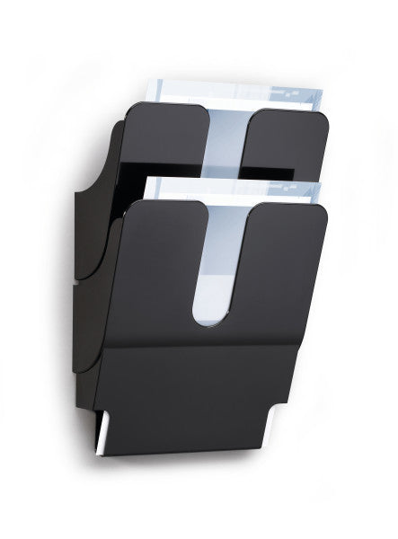 Durable Wandprospekthalter FLEXIPLUS 2 – für A4 – 2 Fächer – schwarz – 247×360×100 mm