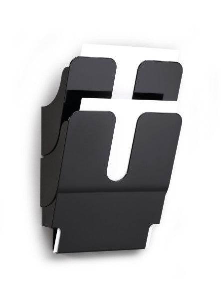 Durable Wandprospekthalter FLEXIPLUS 2 – für A4 – 2 Fächer – schwarz – 247×360×100 mm