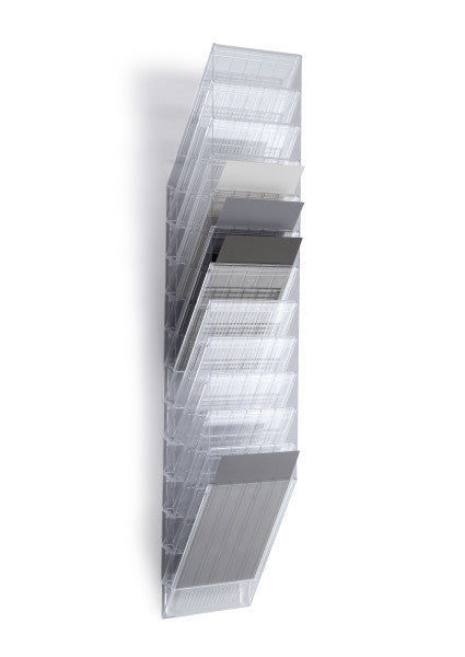 Durable Wandprospekthalter 12 Fächer A4 – transparent – 240×1115×135 mm