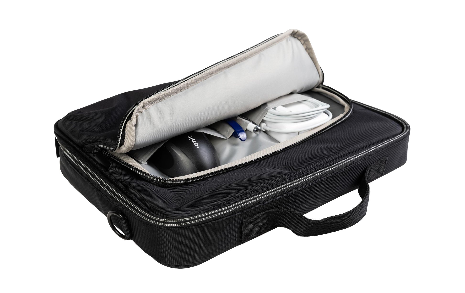 ONIT Notebook-Tasche bis 14,1" – Trolley-Band, abnehmbarer Schultergurt – Schwarz