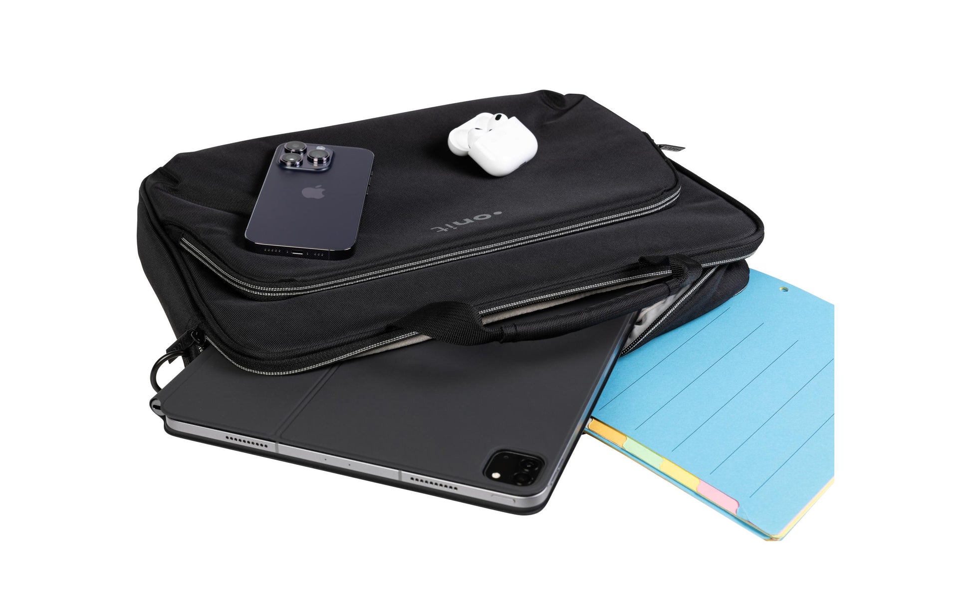 ONIT Notebook-Tasche bis 15,6" – Trolley-Band, 600D rPET – Schwarz