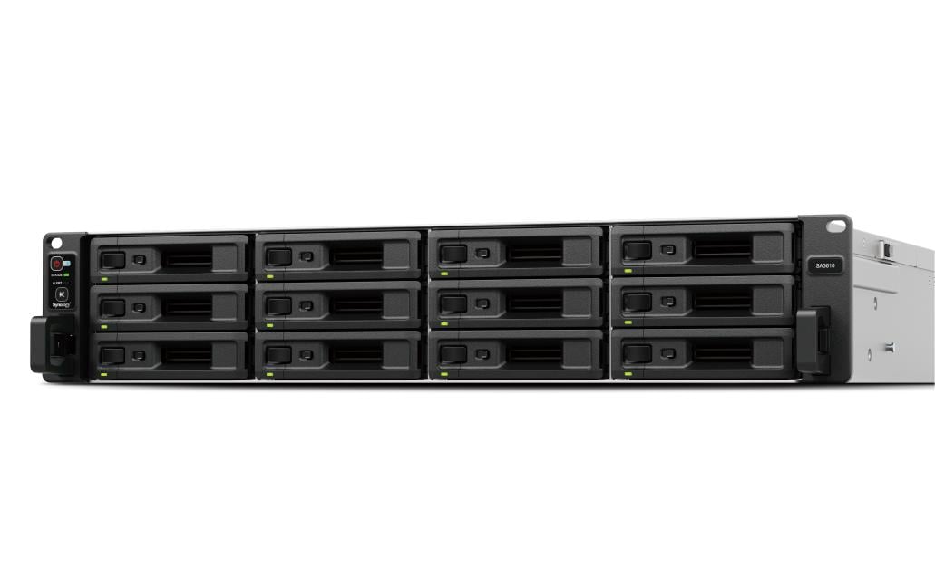 Synology SA3610 – 12-Bay Rack 2U NAS – Intel Xeon D-1567, 16 GB RAM, 10GbE, DSM