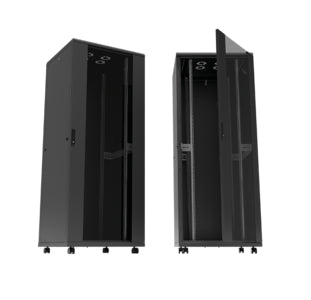 LogiLink D22S81B – 19" Netzwerkschrank 22U, IP20, abschliessbar, 800 × 1000 × 1144 mm, schwarz, Stahl/Glas
