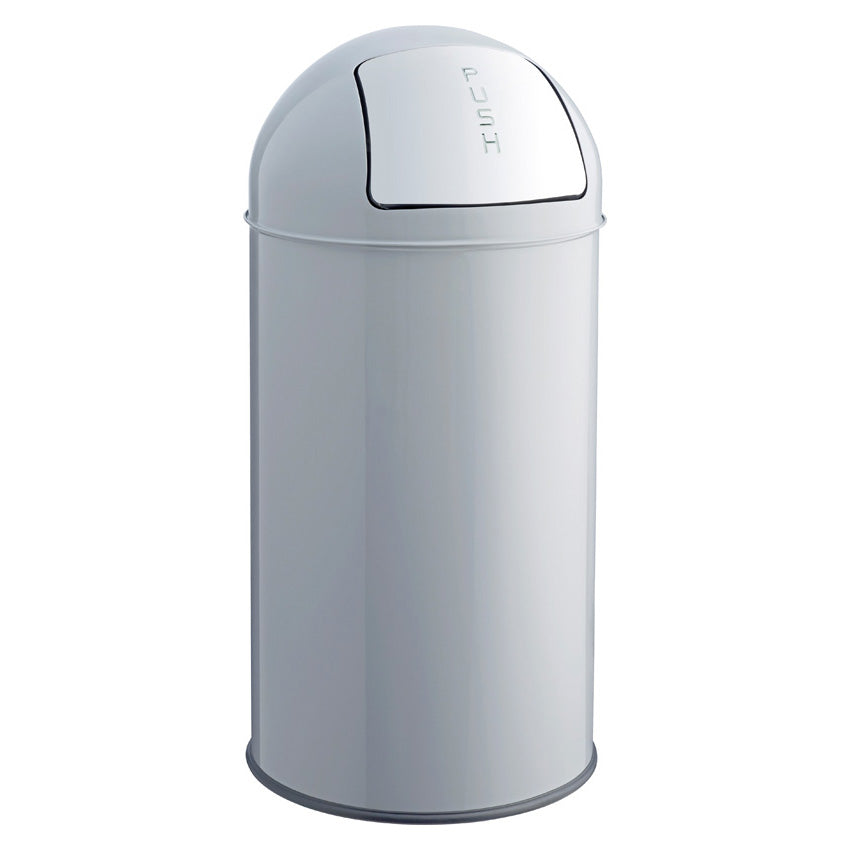 Helit Abfallcontainer Push the Dome – 30 l, mit Deckel – Stahl, schwarz – Ø 314 × H 650 mm