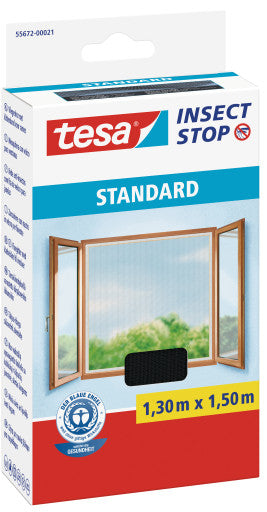 tesa Fenster-Fliegengitter – 130 × 150 cm – anthrazit – für Fenster