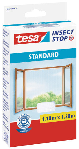 TESA Fenster-Fliegengitter – 110 × 130 cm – weiss – für Fenster