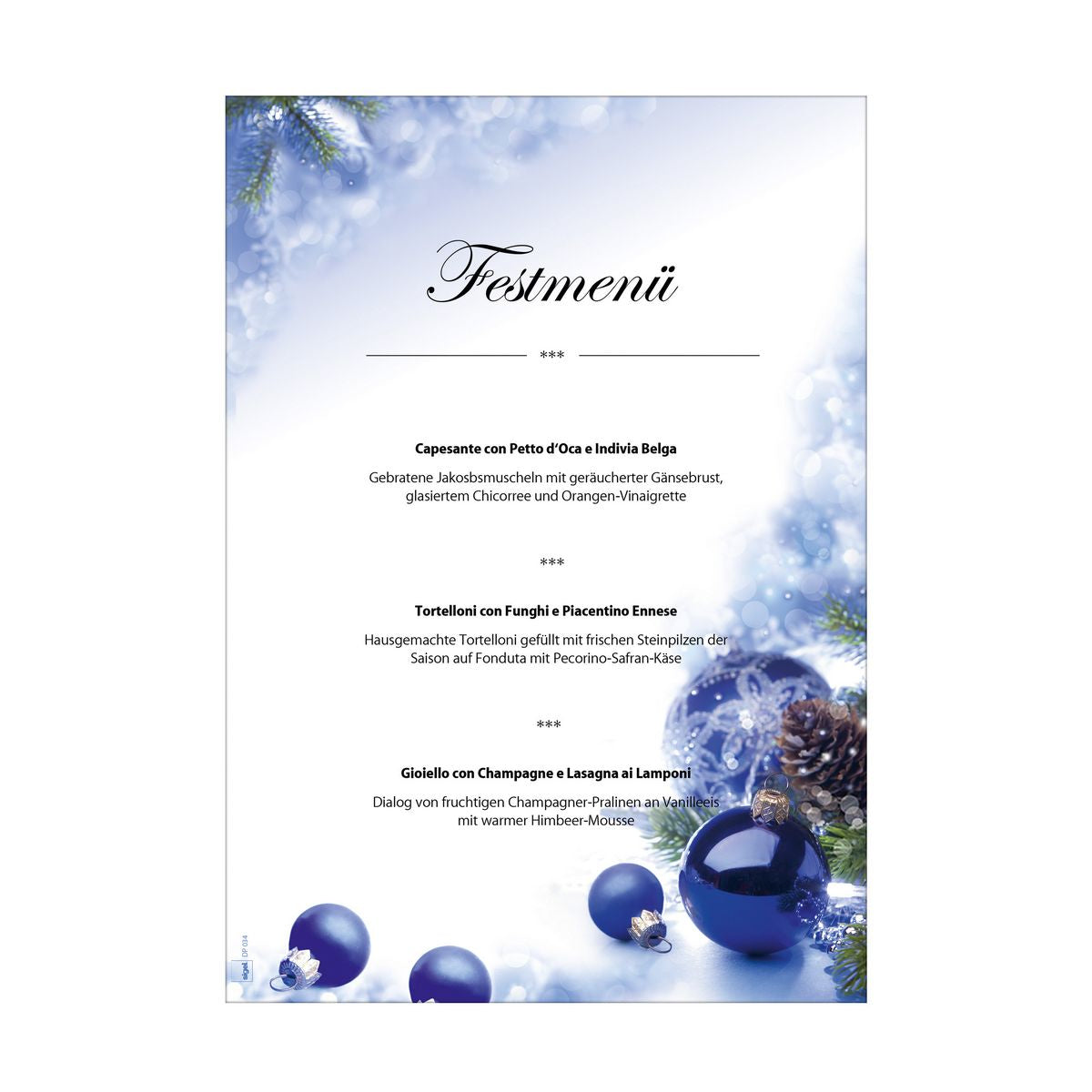 Sigel Design-Papier, Weihnachtskugeln, Blau, A4, 90 g/m², für Inkjet/Laser, 100 Blatt