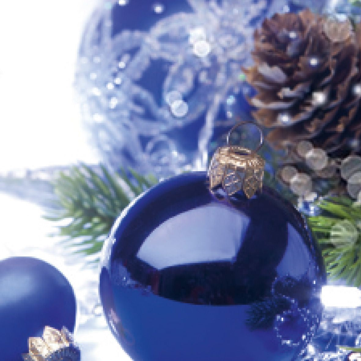 Sigel Design-Papier, Weihnachtskugeln, Blau, A4, 90 g/m², für Inkjet/Laser, 100 Blatt