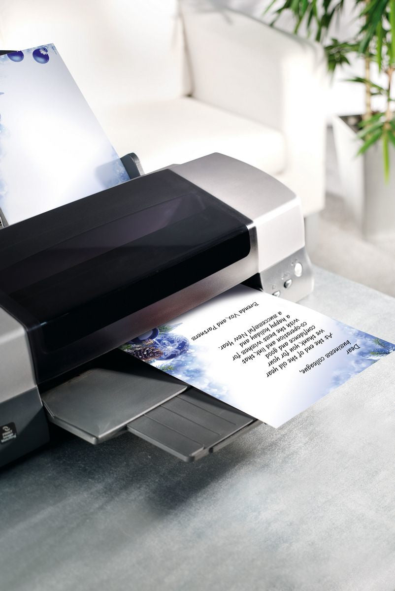Sigel Design-Papier, Weihnachtskugeln, Blau, A4, 90 g/m², für Inkjet/Laser, 100 Blatt