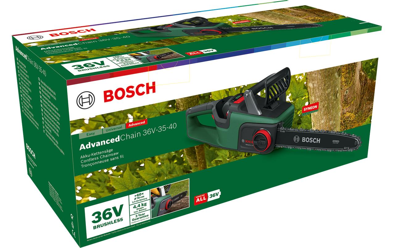 Bosch AdvancedChain 36V-35-30 Kettensäge – 36 V – Schwertlänge 31 cm – Mit Akku & Ladegerät – POWER FOR ALL