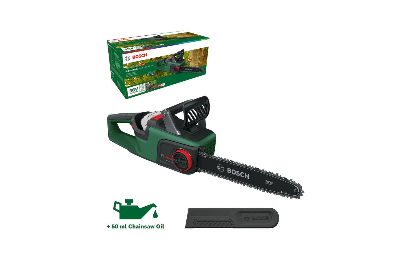 Bosch AdvancedChain 36V-35-30 Kettensäge – 36 V – Schwertlänge 31 cm – Solo – POWER FOR ALL