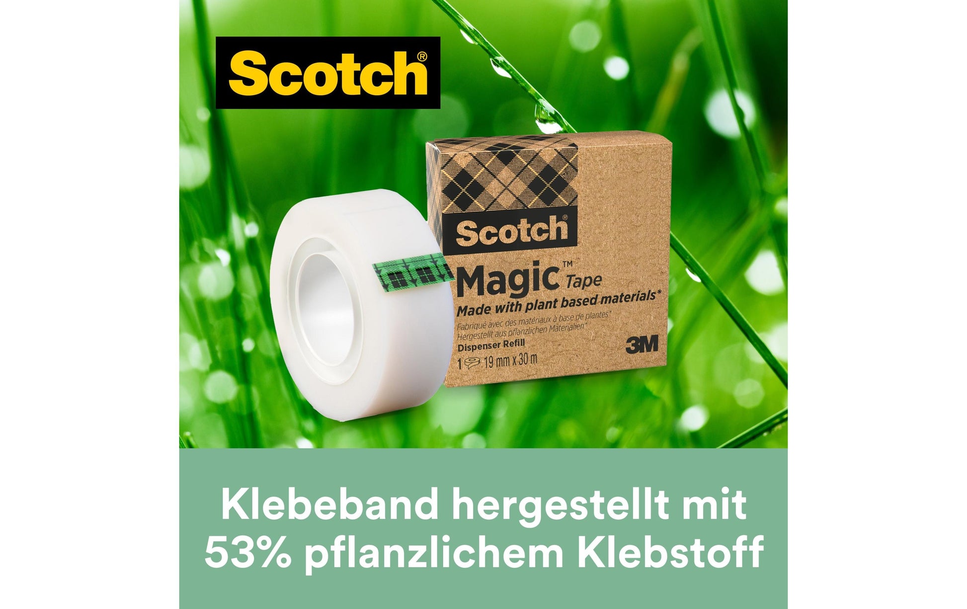 Scotch Tischabroller – für Rollenbreite bis 19 mm, für Bandlänge bis 33 m, Kunststoff, schwarz, inkl. 3 Rollen