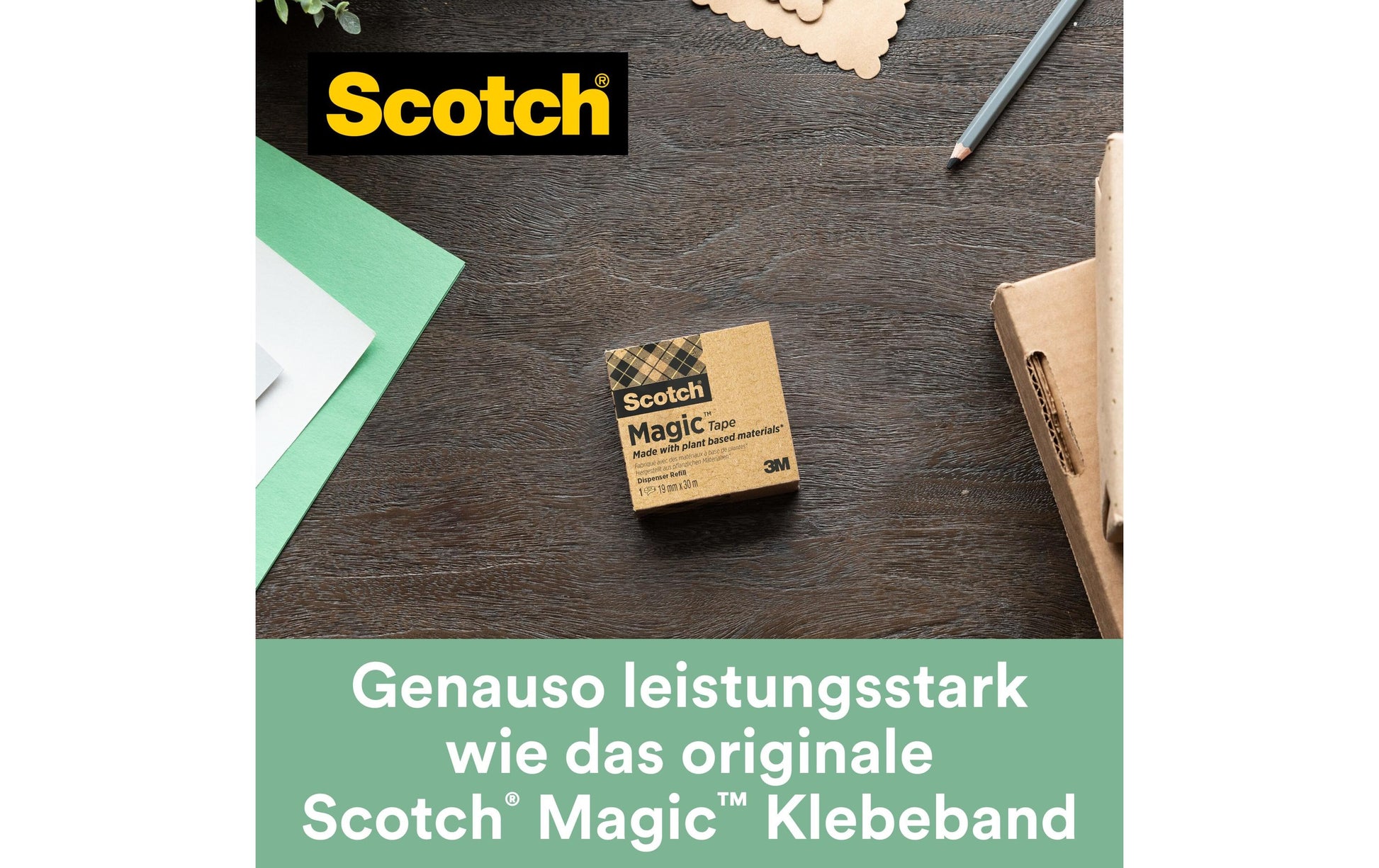 Scotch Tischabroller – für Rollenbreite bis 19 mm, für Bandlänge bis 33 m, Kunststoff, schwarz, inkl. 3 Rollen
