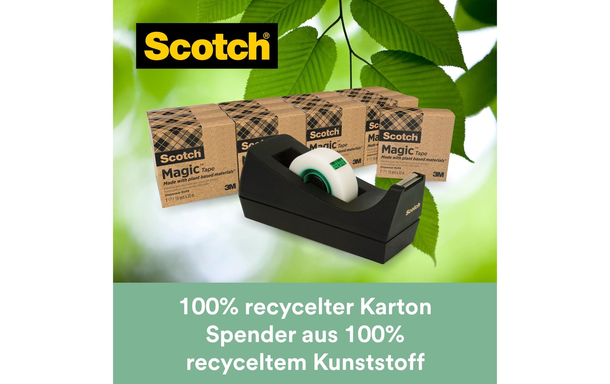 Scotch Tischabroller Magic – für Rollenbreite bis 19 mm, für Bandlänge bis 33 m, Kunststoff, inkl. 14 Rollen