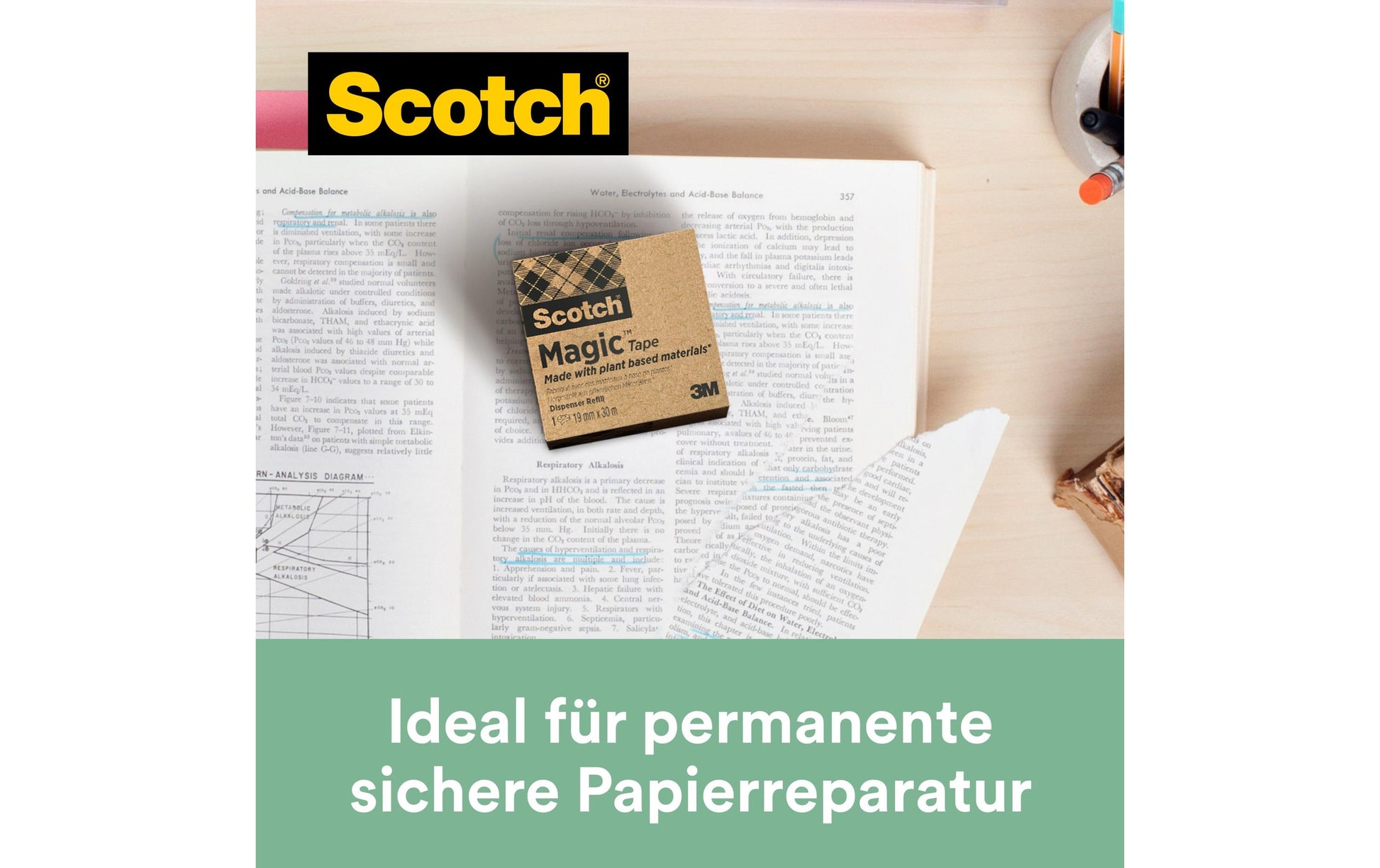 Scotch Tischabroller – für Rollenbreite bis 19 mm, für Bandlänge bis 33 m, Kunststoff, schwarz, inkl. 3 Rollen