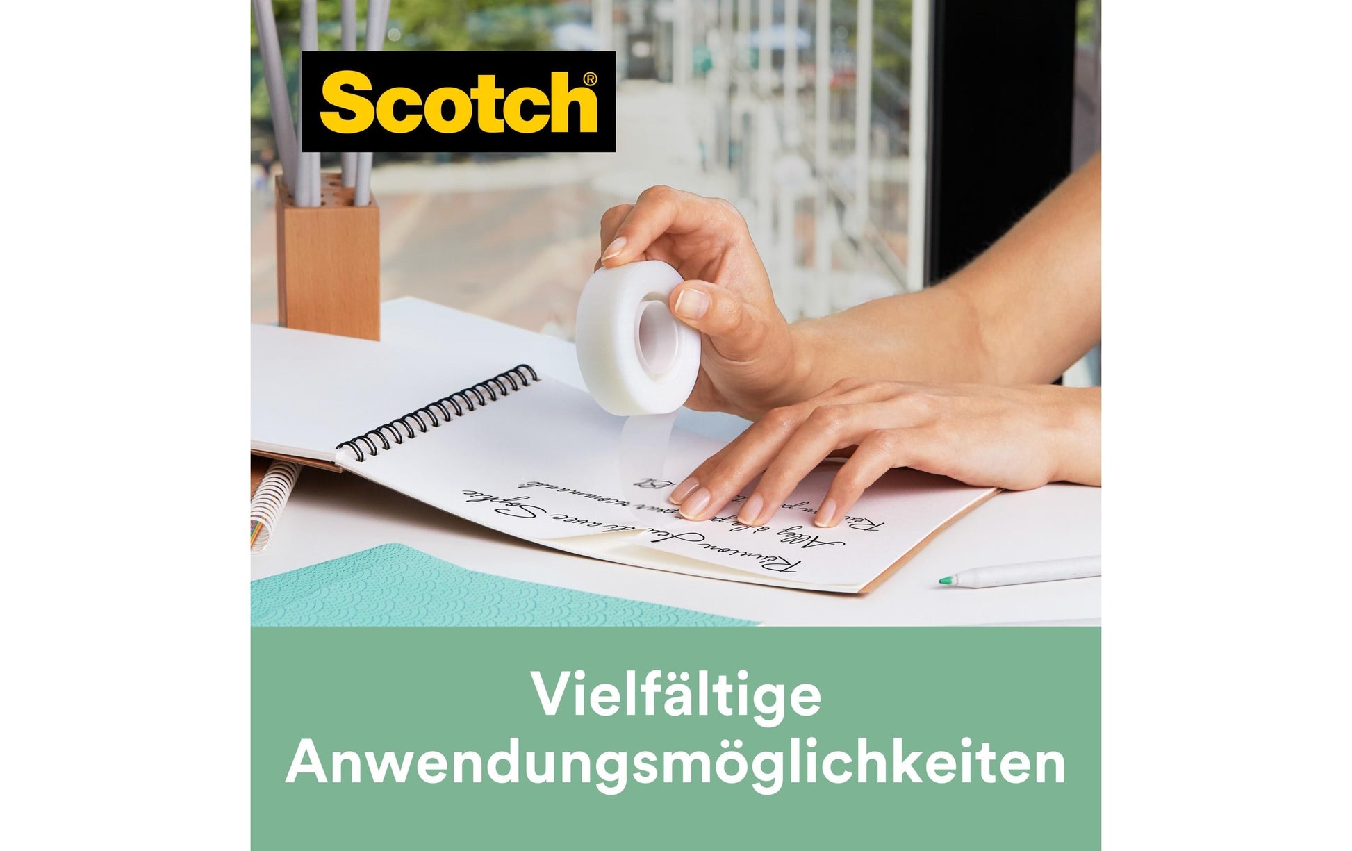 Scotch Tischabroller – für Rollenbreite bis 19 mm, für Bandlänge bis 33 m, Kunststoff, schwarz, inkl. 3 Rollen