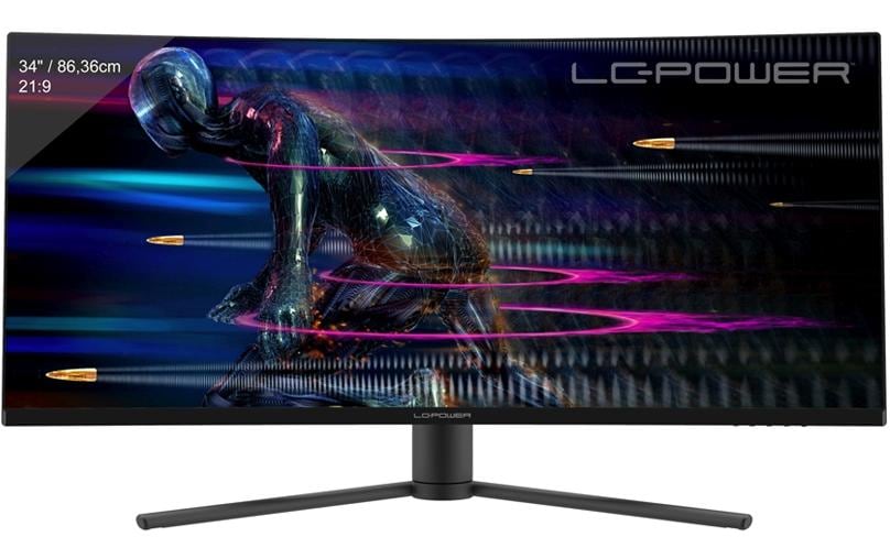 LC-Power LC-M34-UWQHD-165-C – Monitor, 34", 165 Hz, 350 cd/m², Gebogen, Höhenverstellbar, VESA 75 × 75, Schwarz