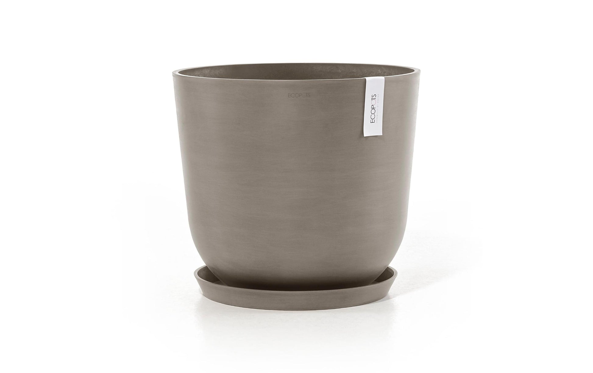 Ecopots Oslo Pflanzentopf – Ø 45 × 39,2 cm – Kunststoff, Taupe