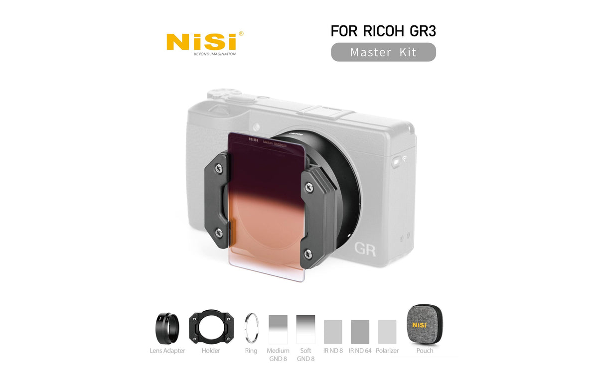 NiSi Master Kit Kamera-Filterset – 49 mm, GND8/ND64/ND8, 5-teilig, Filterhalter & Linsenring – für Ricoh GR3