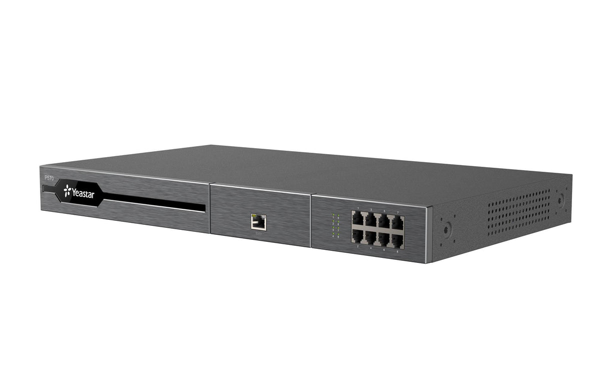 Yeastar P570 – IP-PBX, 300 SIP-Endgeräte, 60 gleichzeitige Gespräche, 16 FXS/16 FXO, Gigabit, Schwarz