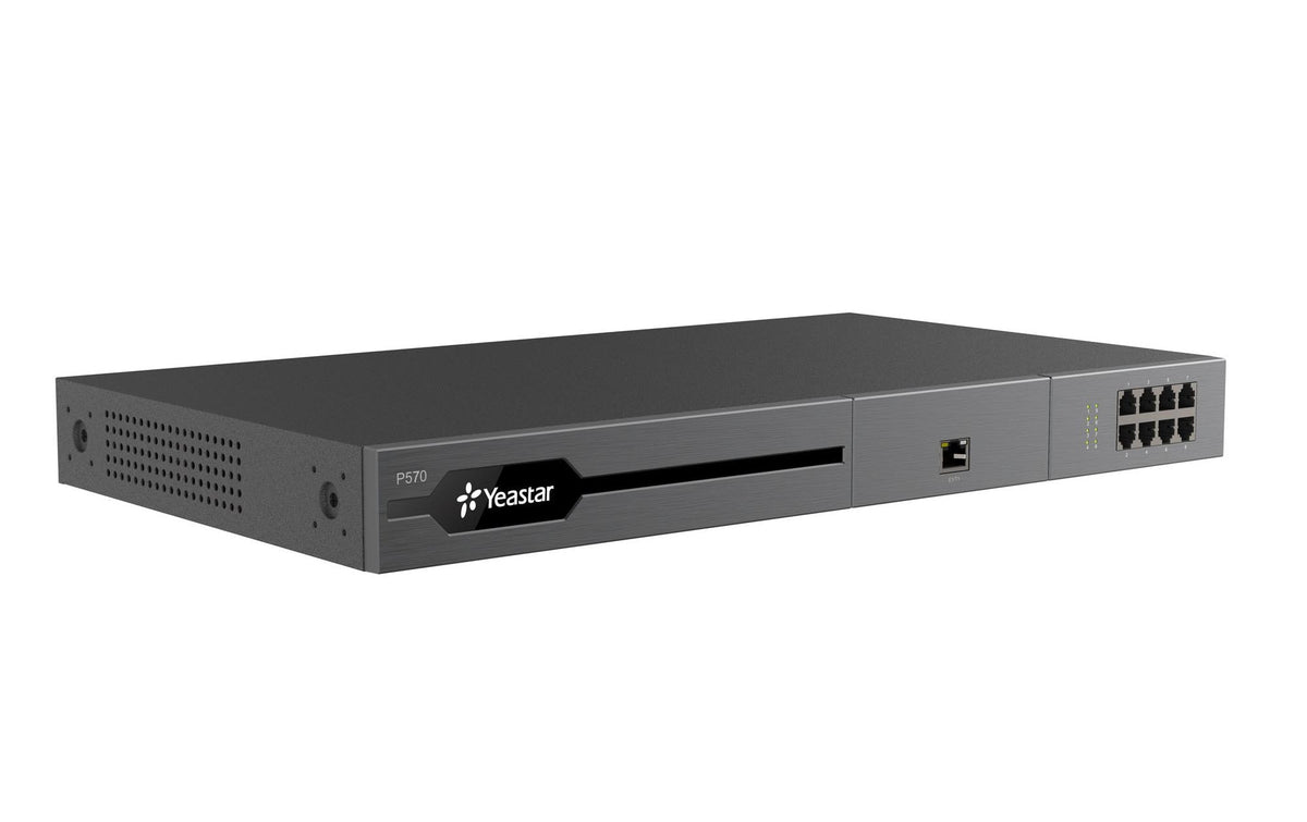 Yeastar P570 – IP-PBX, 300 SIP-Endgeräte, 60 gleichzeitige Gespräche, 16 FXS/16 FXO, Gigabit, Schwarz