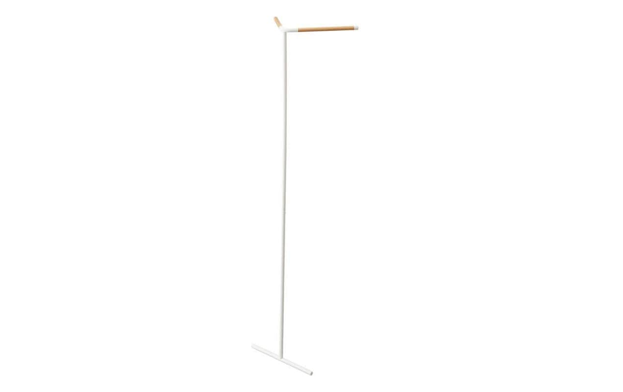 Yamazaki Garderobenständer – Stahl/Holz, Weiss, 48,5 × 31,5 × 160 cm