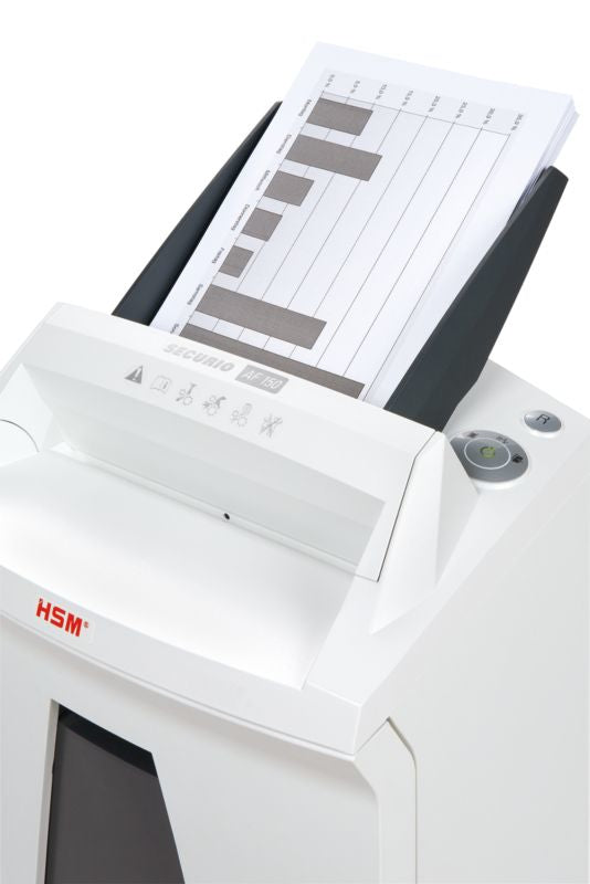 HSM Securio AF150 – Aktenvernichter mit Autofeed 150 Blatt, DIN P-6, Mikroschnitt 0,78 × 11 mm, 5 Blatt, 34 l
