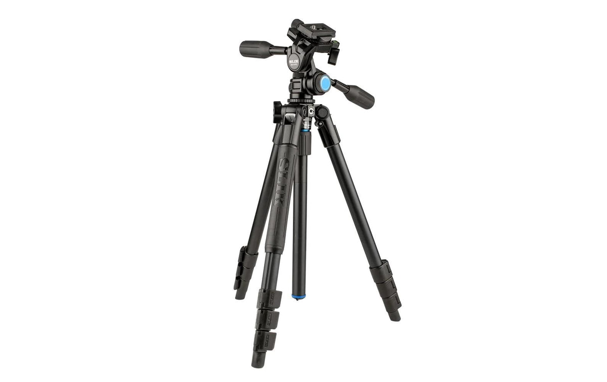 Slik PRO AL-324-3WFC Dreibeinstativ – 3-Wege-Kopf, bis 145 cm – 4 kg – Aluminium, Schwarz