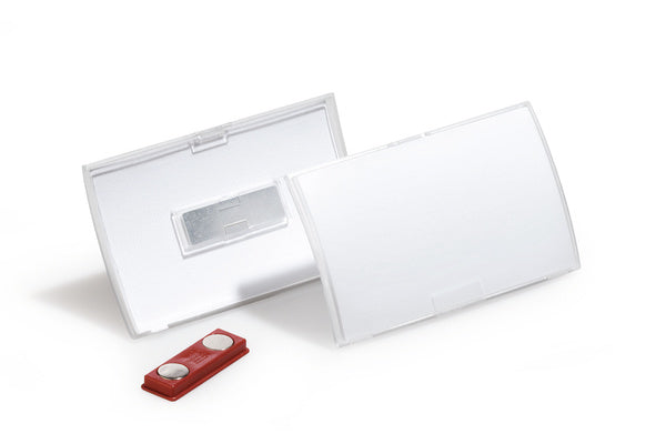 Durable Click Fold Namensschild – 90 × 54 mm – Magnet, transparent – Pack à 10