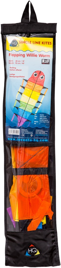Invento Flapping Willie Worm Lenkdrachen – 48 × 115 cm – 60 m Schnur – ab 5 J. – mehrfarbig