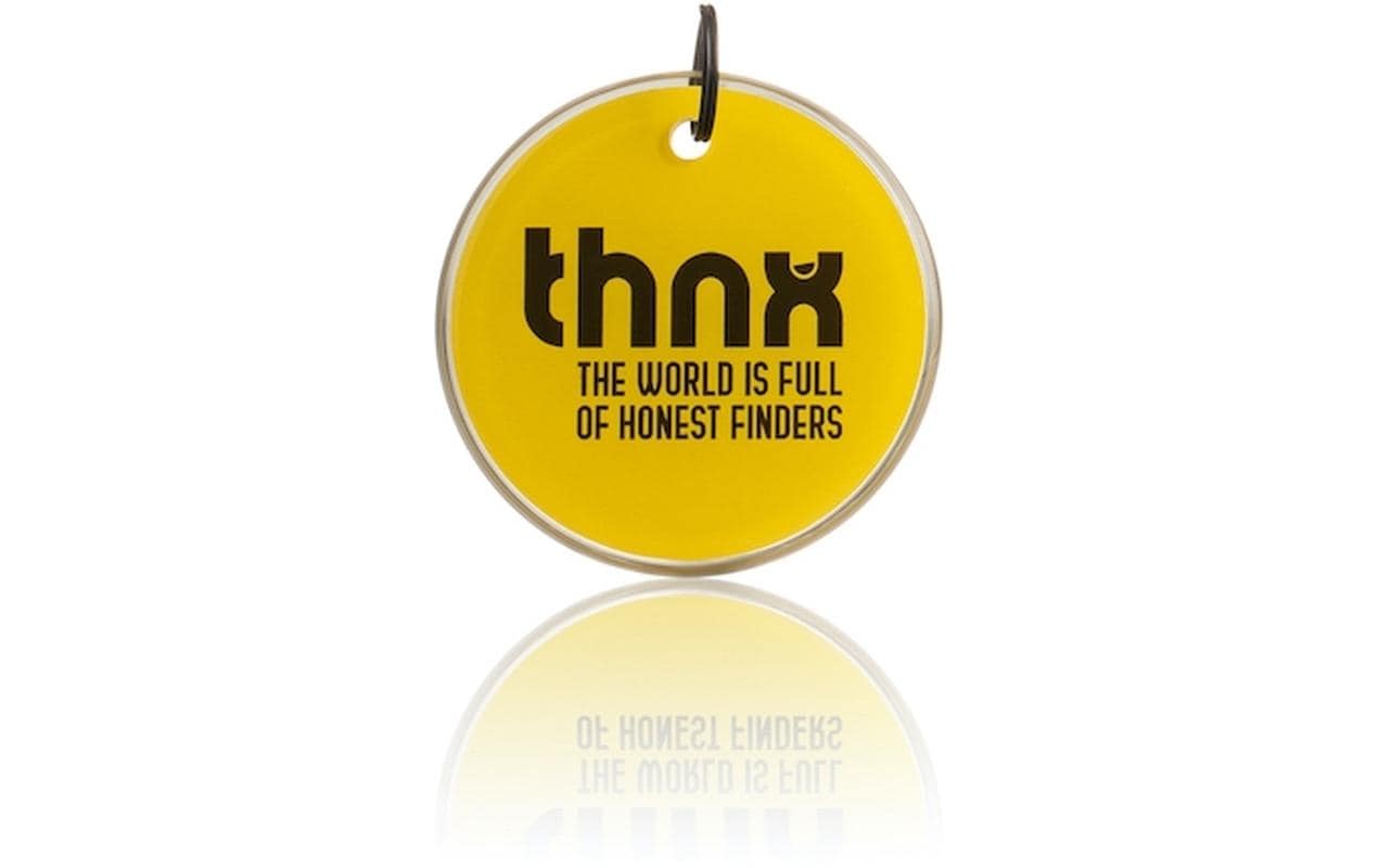 Thnxtags SmartTag Schlüsselanhänger Smart Pack XXL für Thnx Tags App – 34 × 28 mm, Gelb