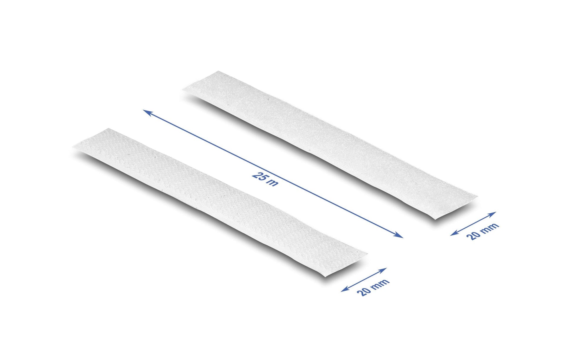 DeLOCK Klettband, 20 mm × 25 m – weiss