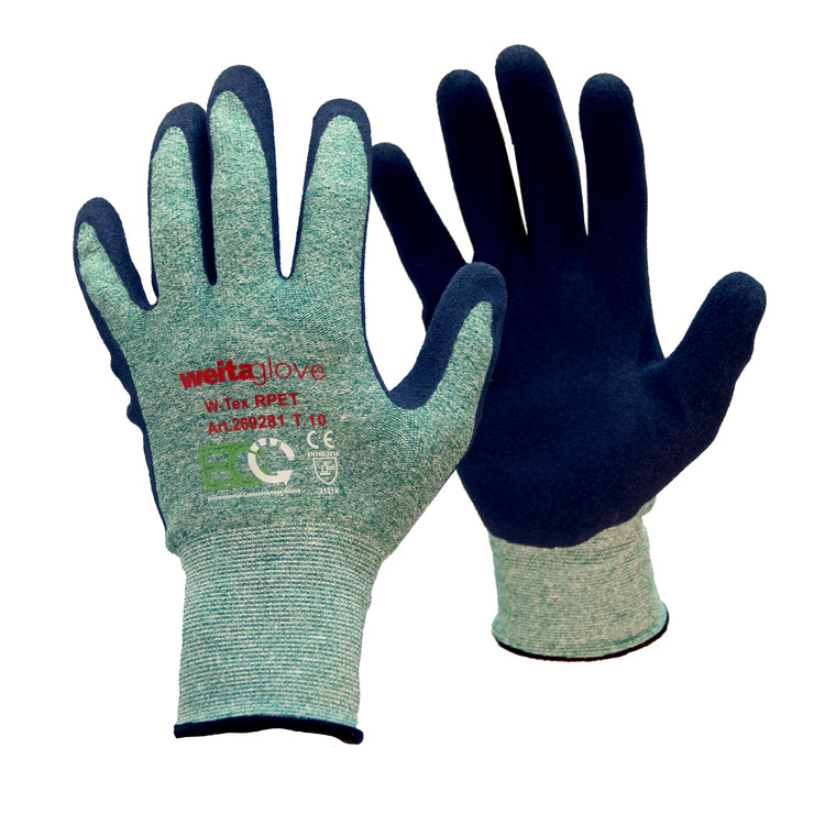 Weitaglove Arbeitshandschuhe W-TEX RPET – Grösse 8 (M), 10 Paar – RPET/Nylon/Elasthan, Latex-Beschichtung