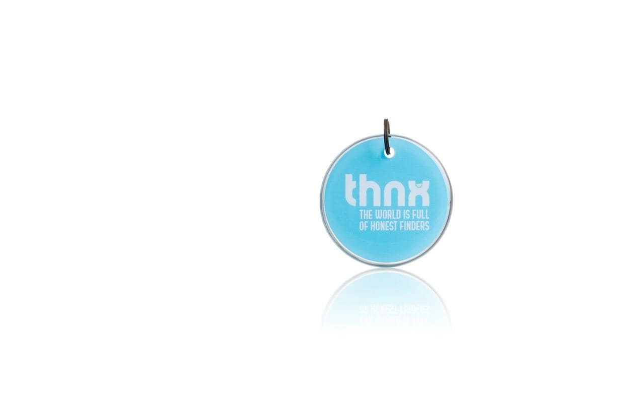 Thnxtags SmartTag-Schlüsselanhänger Tag L für Thnx Tags App – Blau, 50 × 50 mm