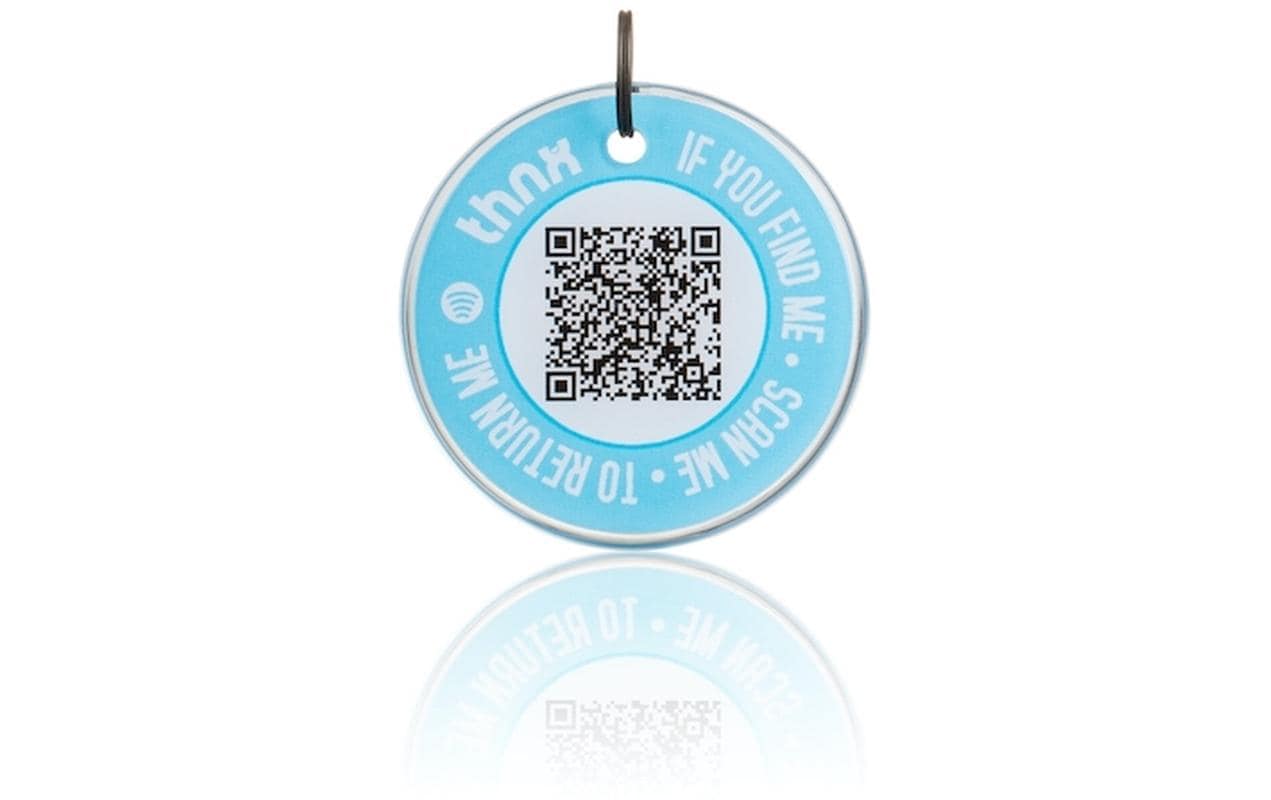 Thnxtags SmartTag-Schlüsselanhänger Tag L für Thnx Tags App – Blau, 50 × 50 mm