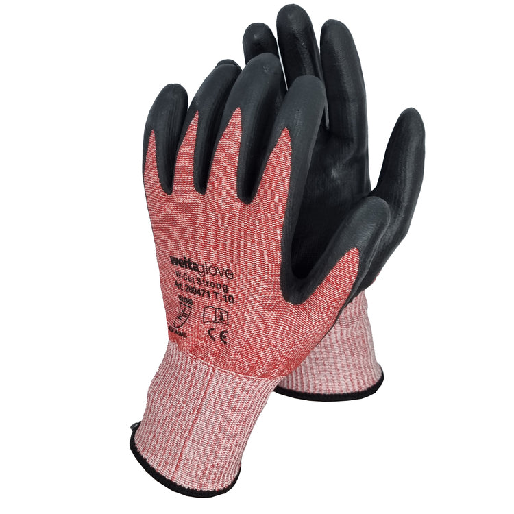 Weitaglove Schnittschutz W-Cut Strong – Gr. 7/S, 1 Paar – EN 388, HPPE, Nitrilschaum, Rot/Schwarz