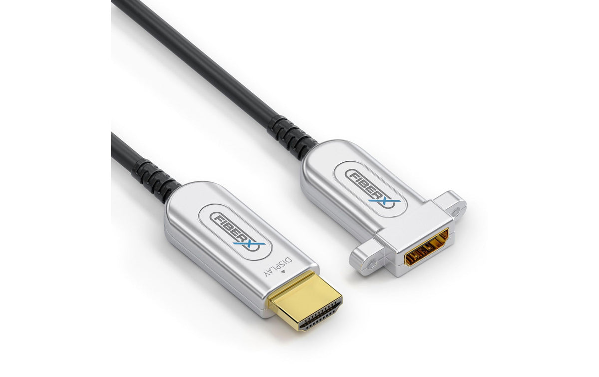 FiberX HDMI Verlängerungskabel HDMI 2.0 4K 60 Hz – 20 m – HDR, ARC – Schwarz/Silber