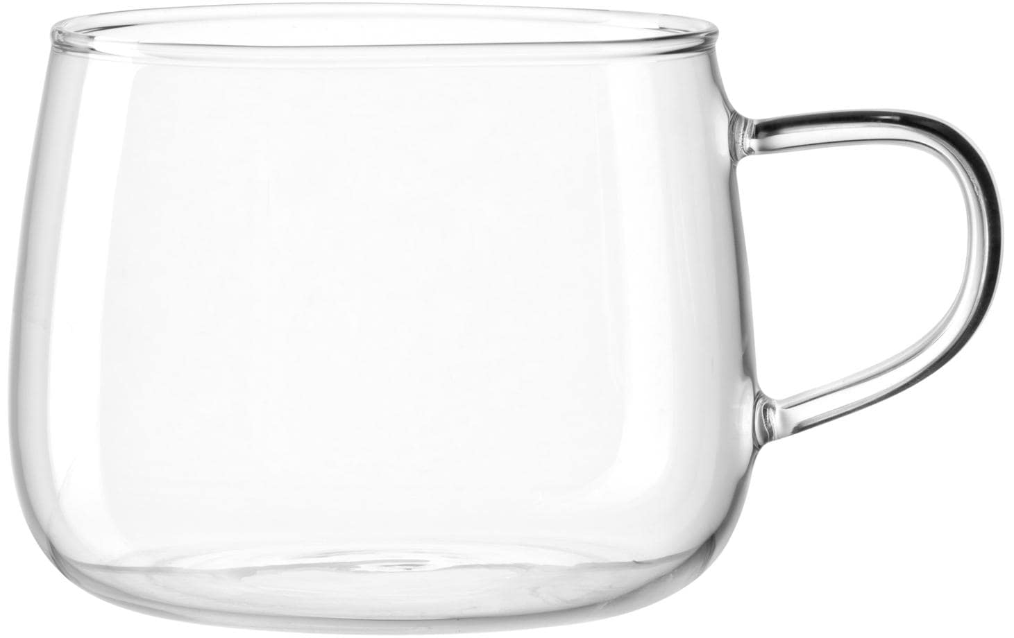 LEONARDO Tasse – 0,45 l, Glas, transparent, mit Henkel, spülmaschinenfest, mikrowellenfest, 4 Stück