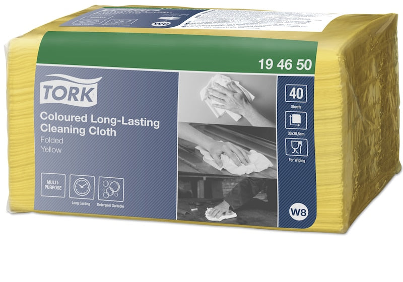 Tork Reinigungstücher – Vlies, 1-lagig – 38,5 × 30 cm – 8 × 40 Stk. (320 Stk.) – Gelb