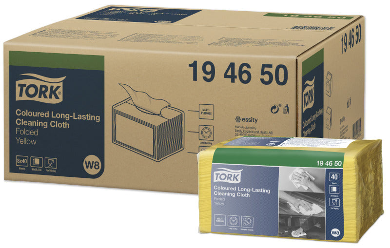 Tork Reinigungstücher – Vlies, 1-lagig – 38,5 × 30 cm – 8 × 40 Stk. (320 Stk.) – Gelb