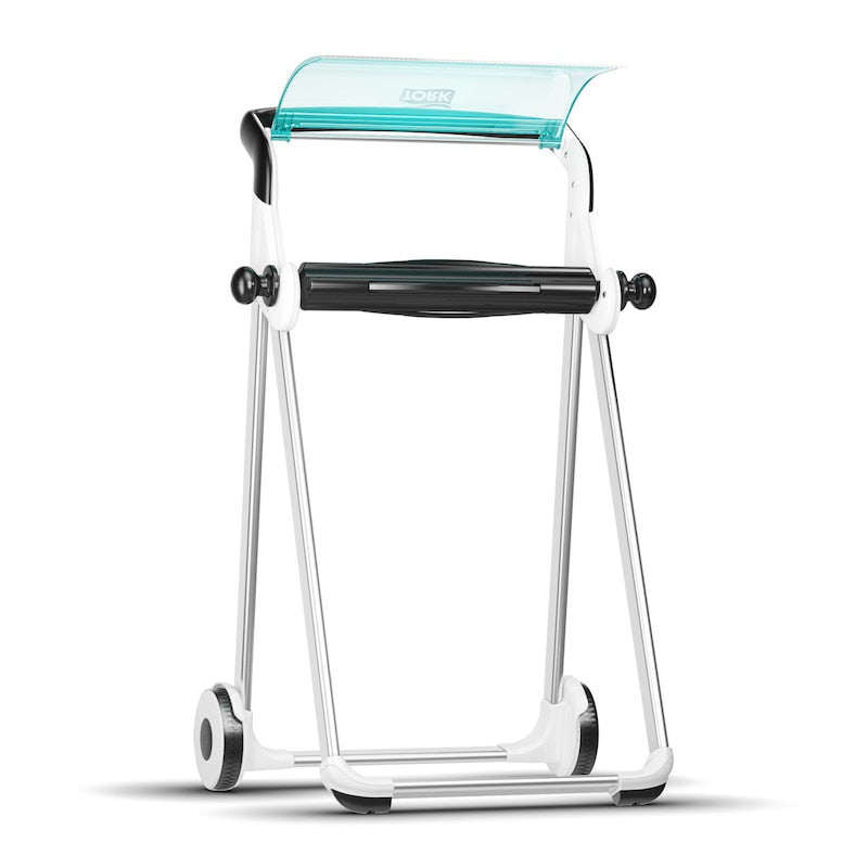 Tork Putzrollenspender Bodenständer – für W1, Metall/Kunststoff, türkis/weiss, 646 × 1'006 × 530 mm
