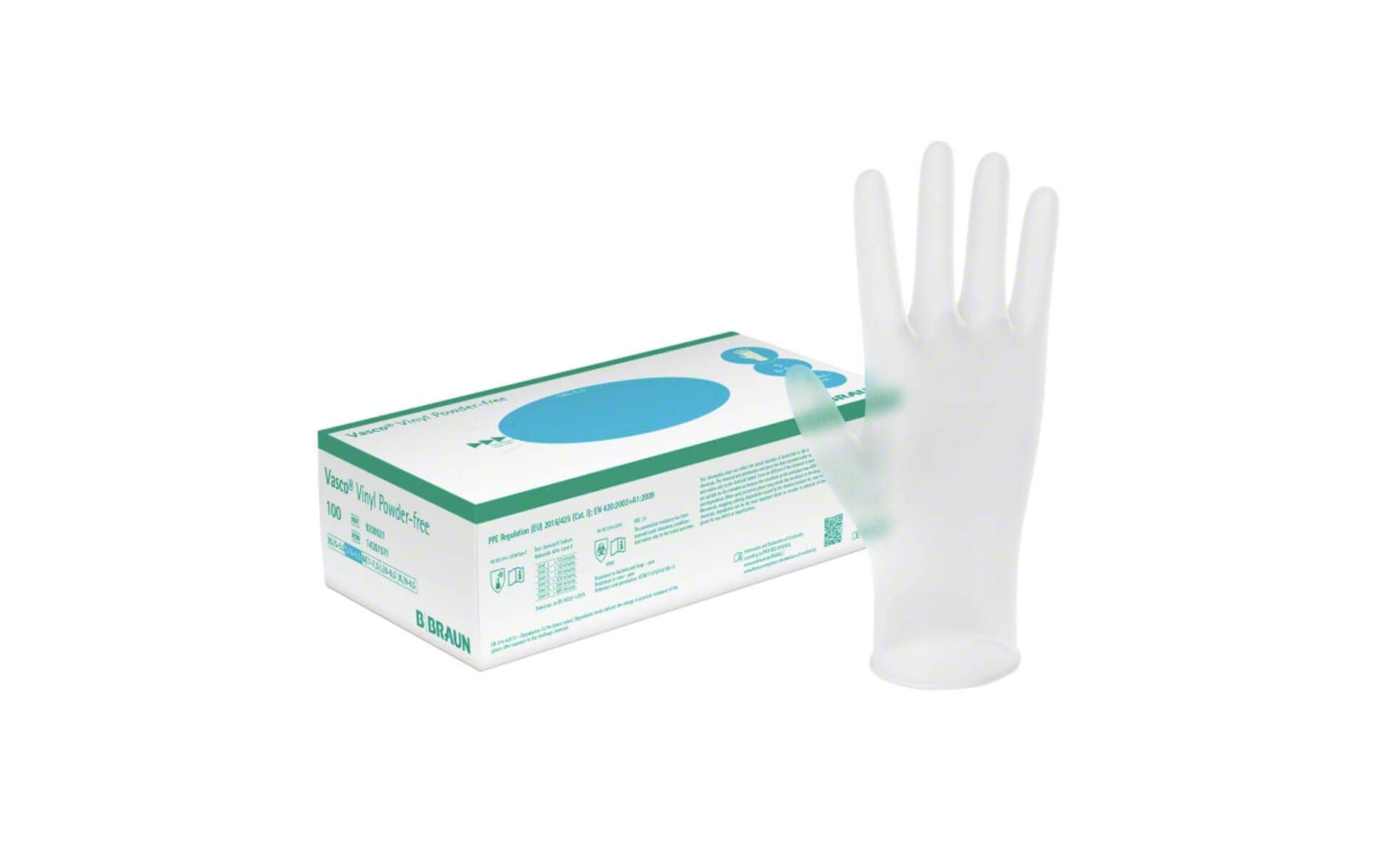 B. Braun – Einweghandschuhe Vinyl, Vasco Sensitive – M, 50 Paar – Transparent